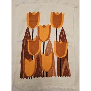 Vintage Leshners of St Mary's Ohio Hand Towel Mid Century Tulips New Fringe Read